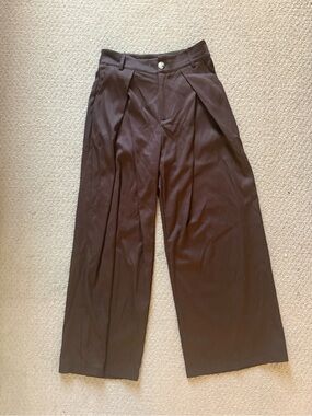 Wide Leg High-Waist Pants in Dark Brown